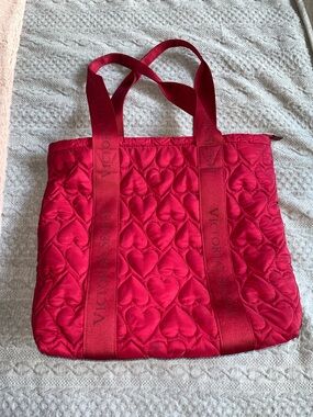 Victoria's Secret Hot Pink Quilted Heart Tote